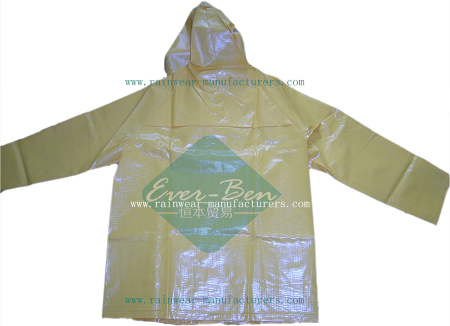 Strong reusable pvc rain gear jacket heavy rain coat